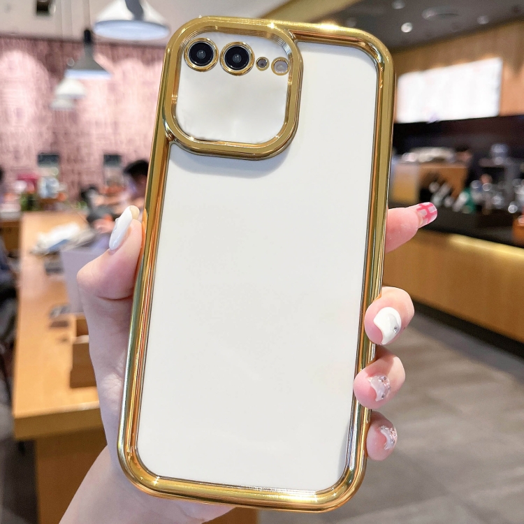 

For iPhone 7 Plus / 8 Plus Plating Emery PC Hybrid Silicone Phone Case(White)