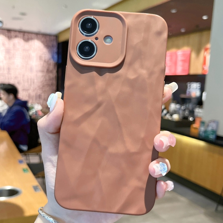

For iPhone 16 Frosted Wrinkles Texture TPU Phone Case(Brown)