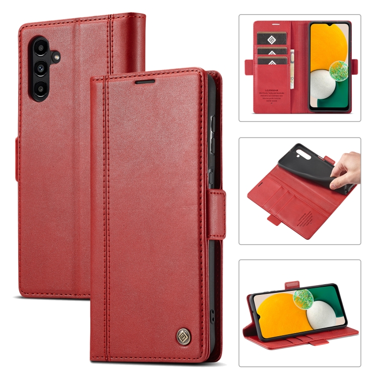 

For Samsung Galaxy A35 5G LC.IMEEKE Skin-friendly Card Slots Leather Phone Case(Red)