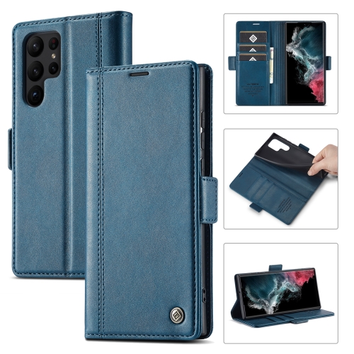 

For Samsung Galaxy S24 Ultra LC.IMEEKE Skin-friendly Card Slots Leather Phone Case(Blue)