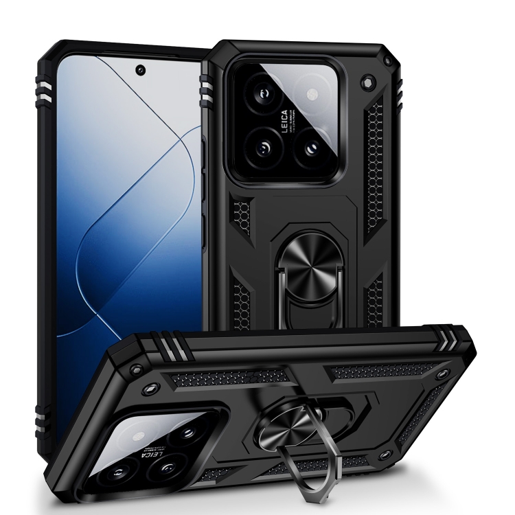 

For Xiaomi 14 Shockproof TPU + PC Phone Case with Holder(Black)