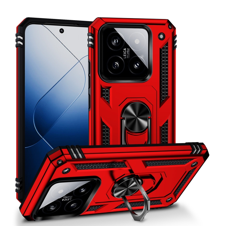 

For Xiaomi 14 Shockproof TPU + PC Phone Case with Holder(Red)