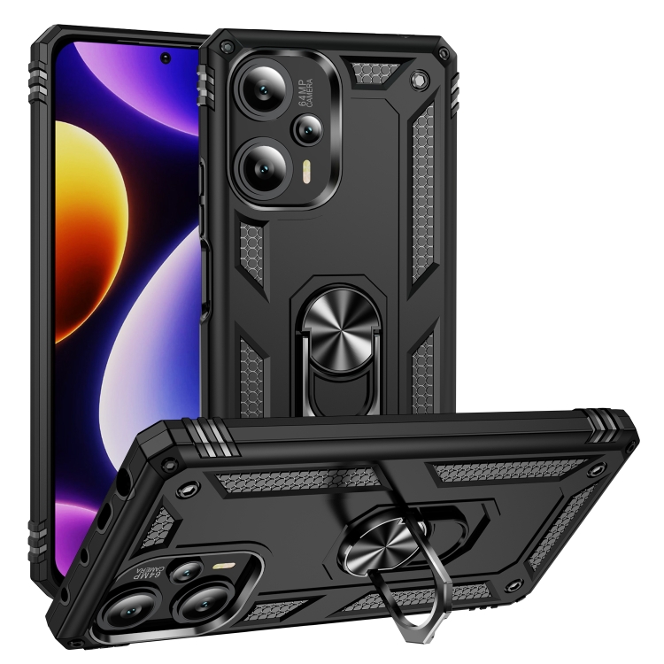 

For Xiaomi Poco F5 5G / Redmi Note 12 Turbo 5G Shockproof TPU + PC Phone Case with Holder(Black)