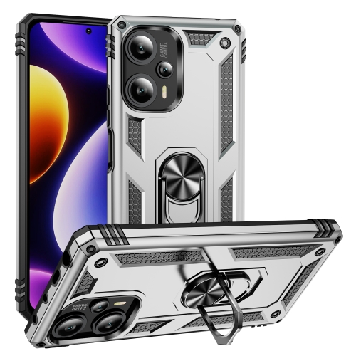 

For Xiaomi Poco F5 5G / Redmi Note 12 Turbo 5G Shockproof TPU + PC Phone Case with Holder(Silver)