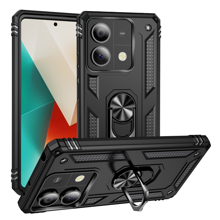 

For Xiaomi Redmi Note 13 5G Shockproof TPU + PC Phone Case with Holder(Black)