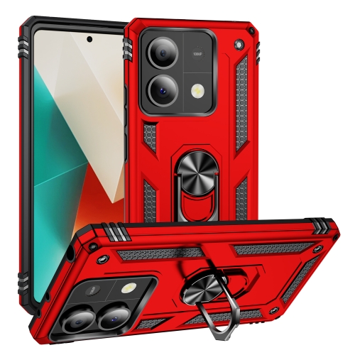 

For Xiaomi Redmi Note 13 5G Shockproof TPU + PC Phone Case with Holder(Red)