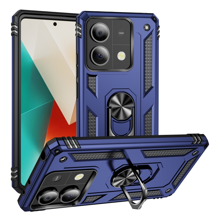 

For Xiaomi Redmi Note 13 5G Shockproof TPU + PC Phone Case with Holder(Blue)