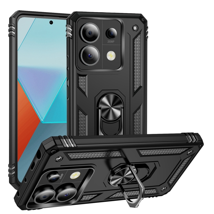 

For Xiaomi Redmi Note 13 Pro 5G Shockproof TPU + PC Phone Case with Holder(Black)