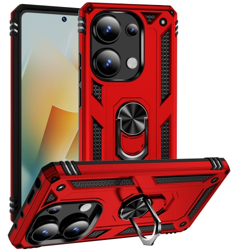 

For Xiaomi Redmi Note 13 Pro 4G Shockproof TPU + PC Phone Case with Holder(Red)