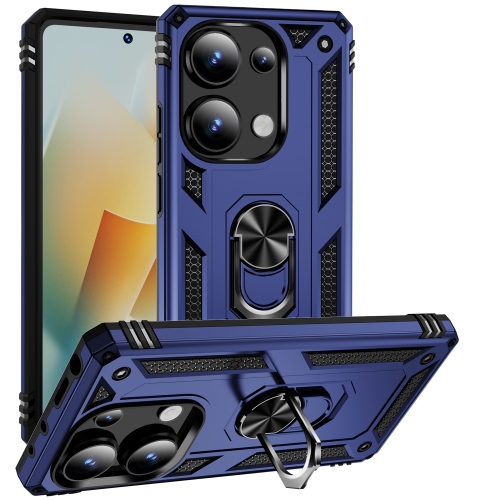 

For Xiaomi Redmi Note 13 Pro 4G Shockproof TPU + PC Phone Case with Holder(Blue)