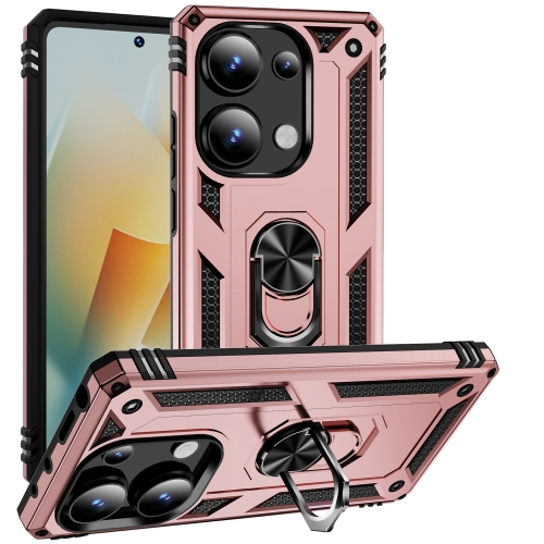 

For Xiaomi Redmi Note 13 Pro 4G Shockproof TPU + PC Phone Case with Holder(Rose Gold)