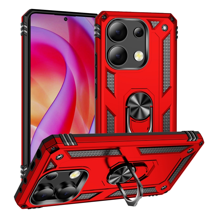 

For Xiaomi Redmi Note 13 4G Shockproof TPU + PC Phone Case with Holder(Red)