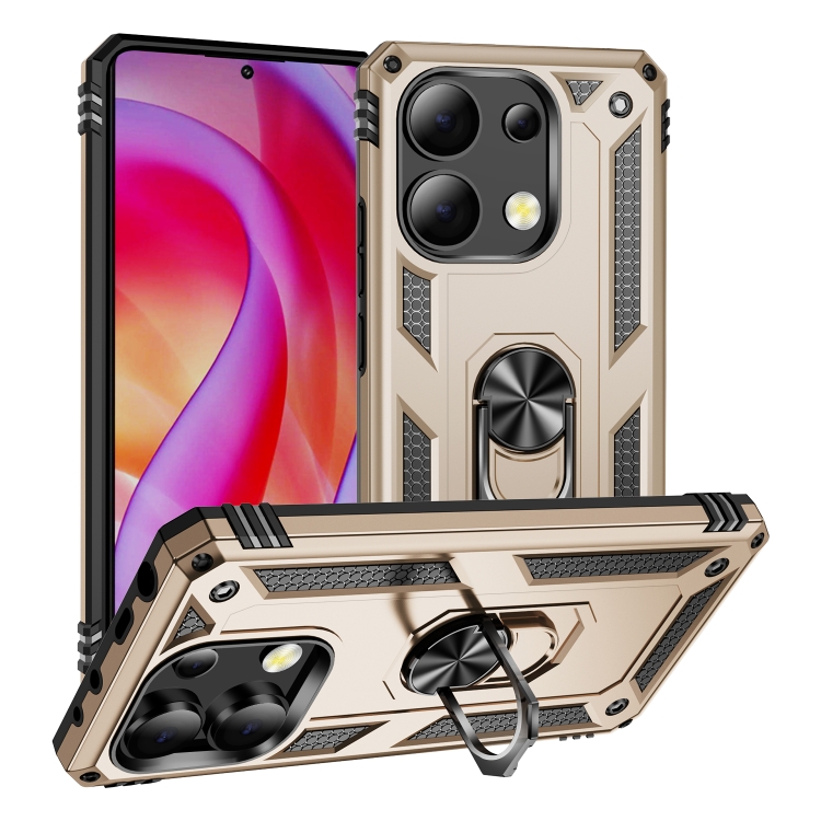

For Xiaomi Redmi Note 13 Pro+ 5G Shockproof TPU + PC Phone Case with Holder(Gold)