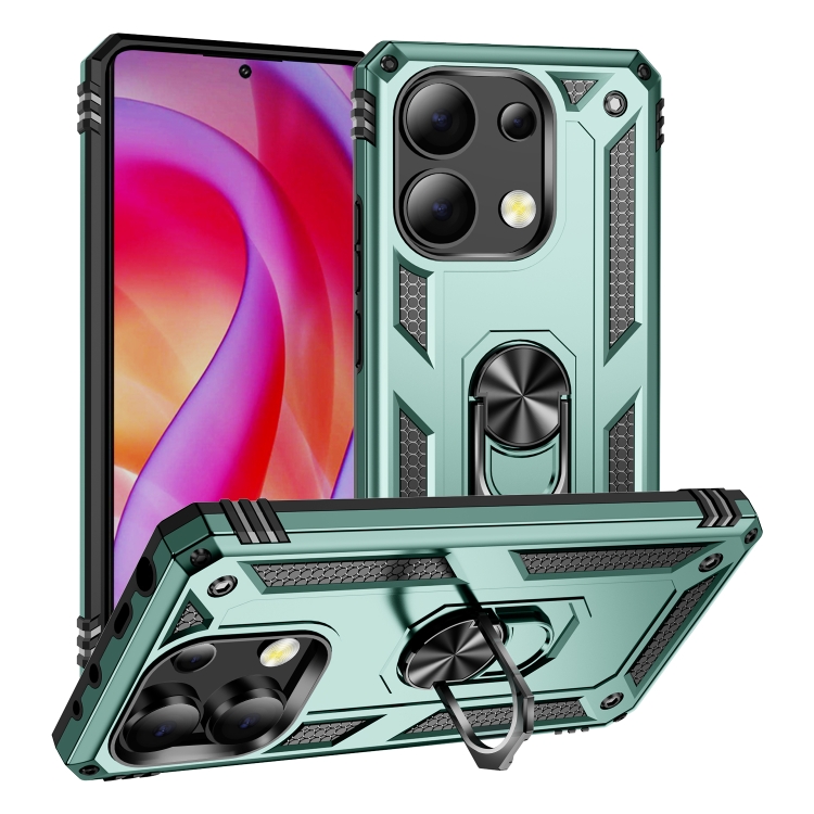 

For Xiaomi Redmi Note 13 Pro+ 5G Shockproof TPU + PC Phone Case with Holder(Dark Green)