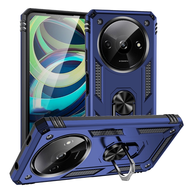 

For Xiaomi Redmi A3 4G Shockproof TPU + PC Phone Case with Holder(Blue)