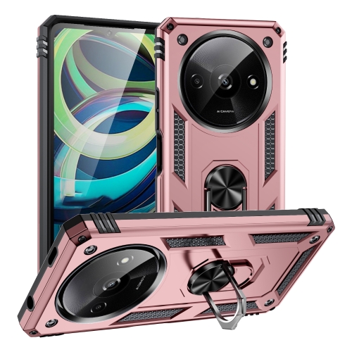

For Xiaomi Redmi A3 4G Shockproof TPU + PC Phone Case with Holder(Rose Gold)