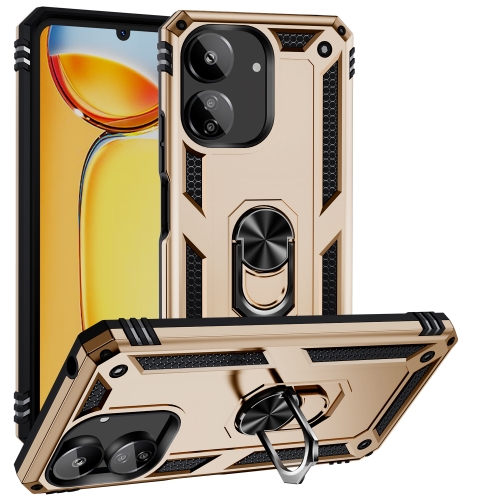 

For Xiaomi Redmi 13C 4G/5G Shockproof TPU + PC Phone Case with Holder(Gold)