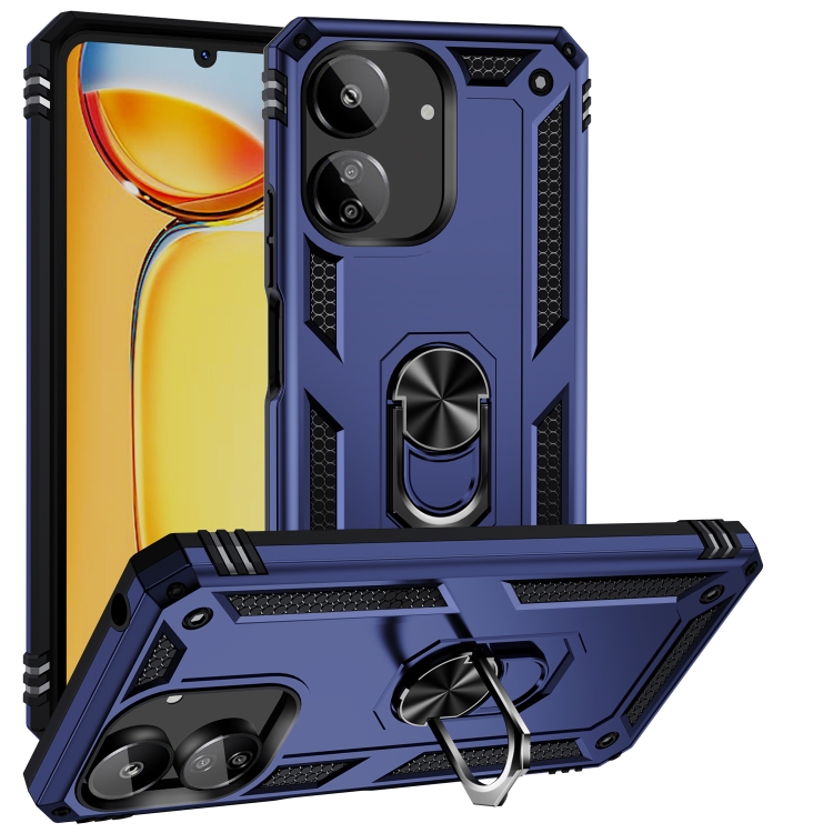 

For Xiaomi Redmi 13C 4G/5G Shockproof TPU + PC Phone Case with Holder(Blue)
