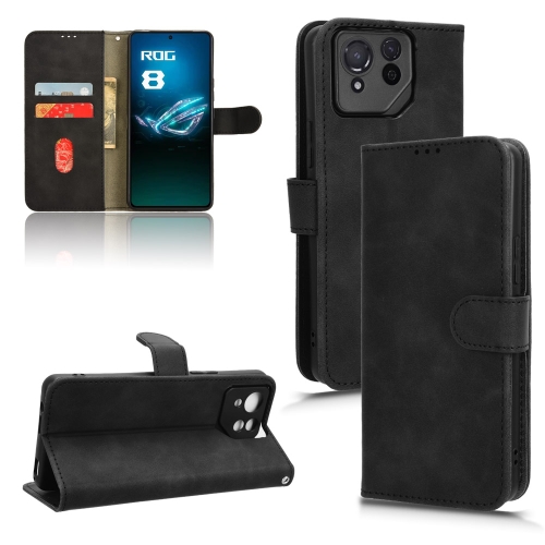 

For ASUS ROG Phone 8 Skin Feel Magnetic Flip Leather Phone Case(Black)