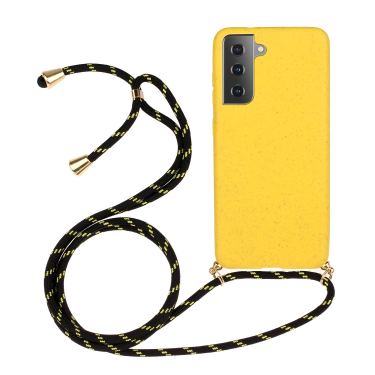 

For Samsung Galaxy A15 5G Wheat Straw Material + TPU Phone Case with Lanyard(Yellow)