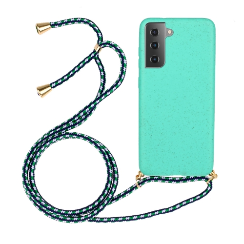 

For Samsung Galaxy S24 5G Wheat Straw Material + TPU Phone Case with Lanyard(Green)