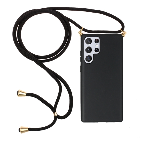 

For Samsung Galaxy S24 Ultra 5G Wheat Straw Material + TPU Phone Case with Lanyard(Black)