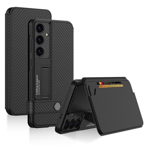 

For Samsung Galaxy S24+ 5G GKK Flip Wallet Leather Phone Case, Without Pen(Carbon Fiber Texture)