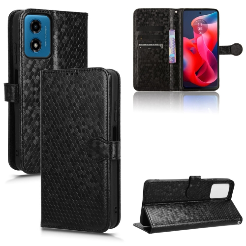 

For Motorola Moto G24 / G04 Honeycomb Dot Texture Leather Phone Case(Black)