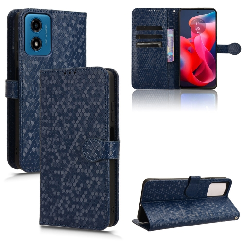 

For Motorola Moto G24 / G04 Honeycomb Dot Texture Leather Phone Case(Blue)