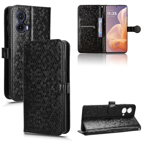 

For Motorola Moto G85 5G Honeycomb Dot Texture Leather Phone Case(Black)