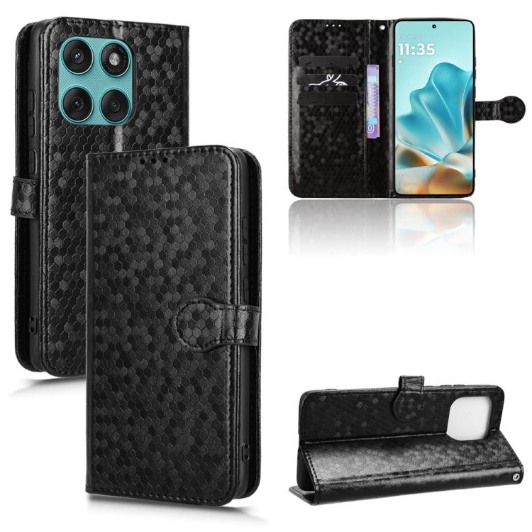 

For Motorola Edge 5G 2025 Honeycomb Dot Texture Leather Phone Case(Black)