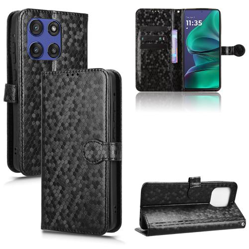 

For Motorola Moto G Stylus 5G 2025 Honeycomb Dot Texture Leather Phone Case(Black)