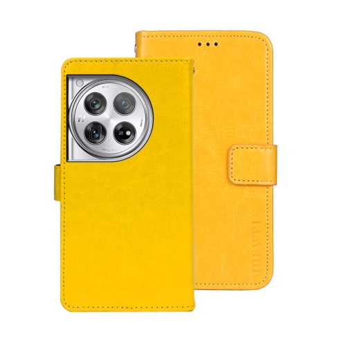 

For OnePlus 12 idewei Crazy Horse Texture Leather Phone Case(Yellow)