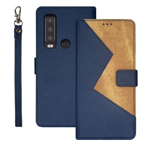 For CAT S75 idewei Two-color Splicing Leather Phone Case(Blue) for cat s75 idewei two color splicing leather phone case blue