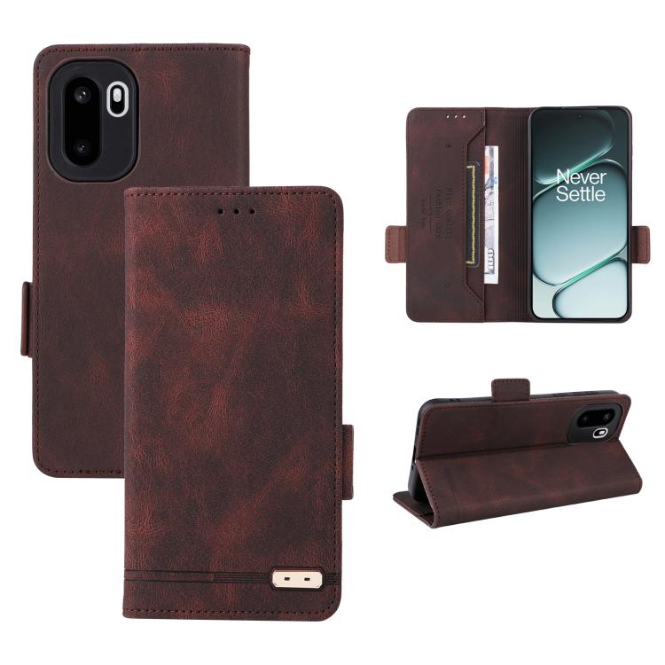 For OnePlus Ace 6 / 15R Magnetic Clasp Leather Phone Case(Brown)