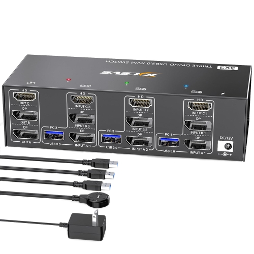 KC-KVM303DH 8K 60Hz USB3.0 DP+DP+HDMI Triple Monitors KVM Switch(EU Plug) фотополимерная смола для 3д standard high clear 10k прозрачный lcd dlp 385 405nm solorsn