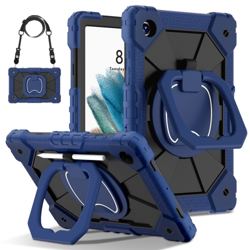 

For Samsung Galaxy Tab A8 10.5 2021 Contrast Color Robot Silicone Hybrid PC Tablet Case(Navy Black)