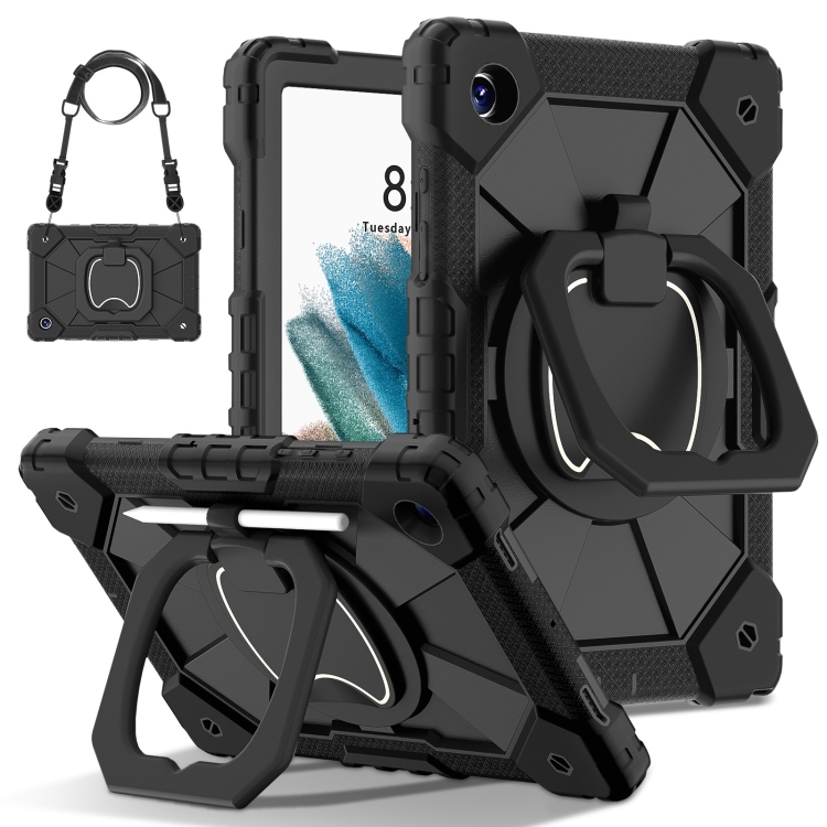 

For Samsung Galaxy Tab A8 10.5 2021 Contrast Color Robot Silicone Hybrid PC Tablet Case(Black)
