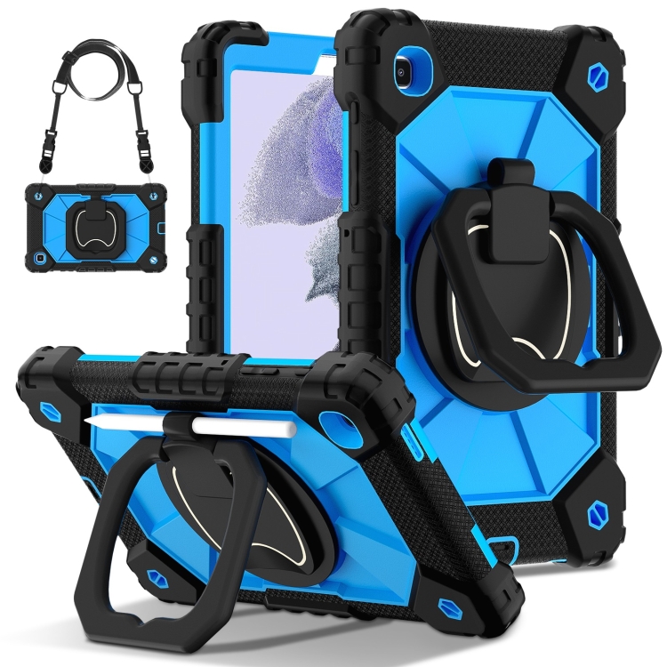

For Samsung Galaxy Tab A7 Lite 2021 Contrast Color Robot Silicone Hybrid PC Tablet Case(Black Blue)