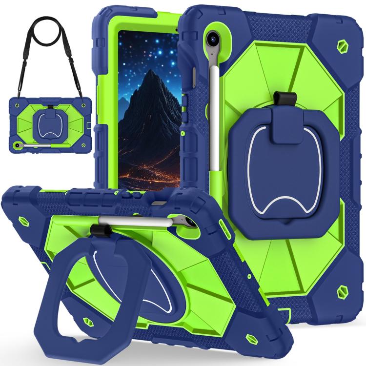 

For Samsung Galaxy Tab S10 FE / S9 Contrast Color Robot Silicone Hybrid PC Tablet Case(Navy Yellow Green)