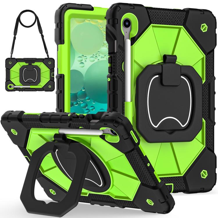 

For Samsung Galaxy Tab S10 FE / S9 Contrast Color Robot Silicone Hybrid PC Tablet Case(Black Yellow Green)