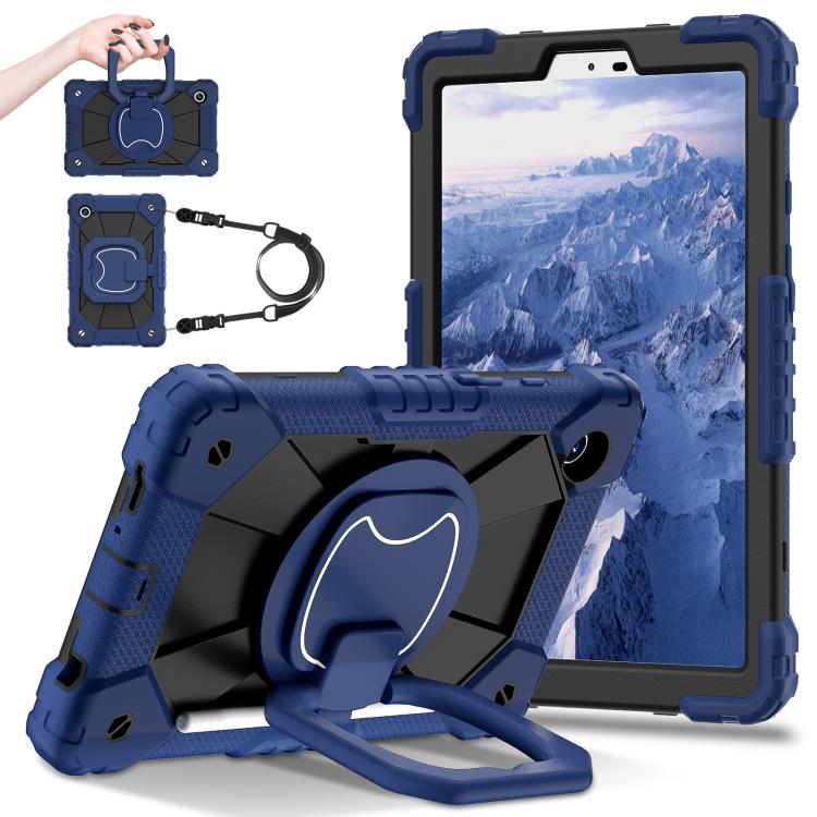 

For Samsung Galaxy Tab A11 Contrast Color Robot Silicone Hybrid PC Tablet Case(Navy Black)