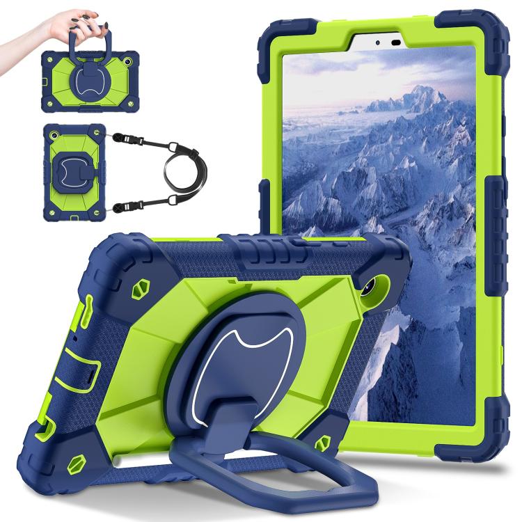 

For Samsung Galaxy Tab A11 Contrast Color Robot Silicone Hybrid PC Tablet Case(Navy Yellow Green)