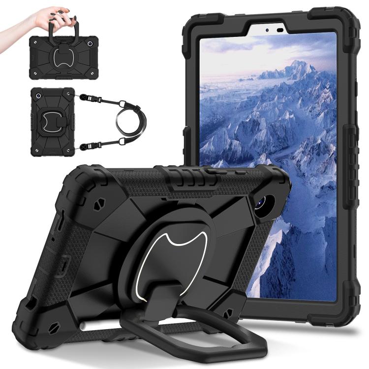 

For Samsung Galaxy Tab A11 Contrast Color Robot Silicone Hybrid PC Tablet Case(Black)