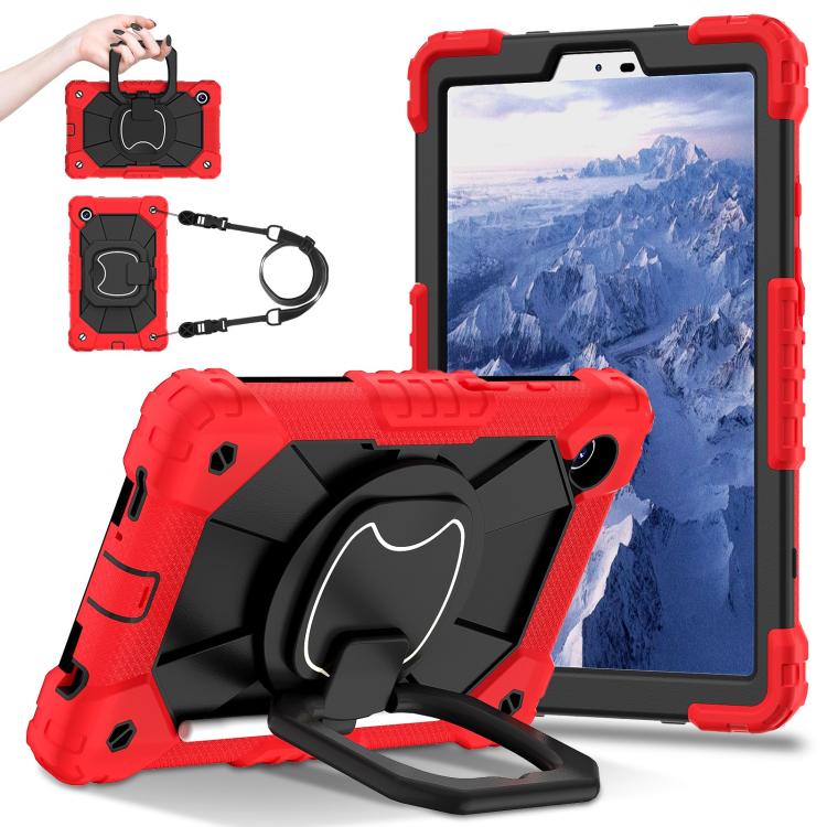 

For Samsung Galaxy Tab A11 Contrast Color Robot Silicone Hybrid PC Tablet Case(Red Black)