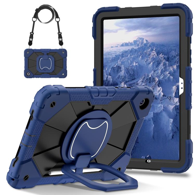 

For Samsung Galaxy Tab A11+ Contrast Color Robot Silicone Hybrid PC Tablet Case(Navy Black)