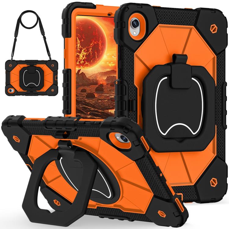 

For Samsung Galaxy Tab S11 Contrast Color Robot Silicone Hybrid PC Tablet Case(Black Orange)