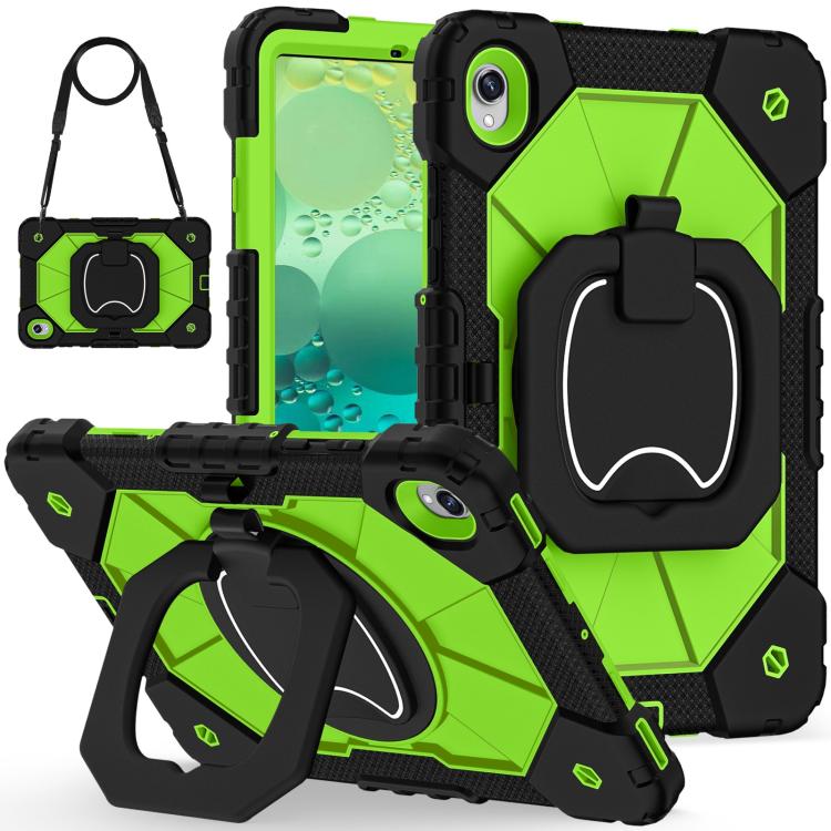 For Samsung Galaxy Tab S11 Contrast Color Robot Silicone Hybrid PC Tablet Case(Black Yellow Green)