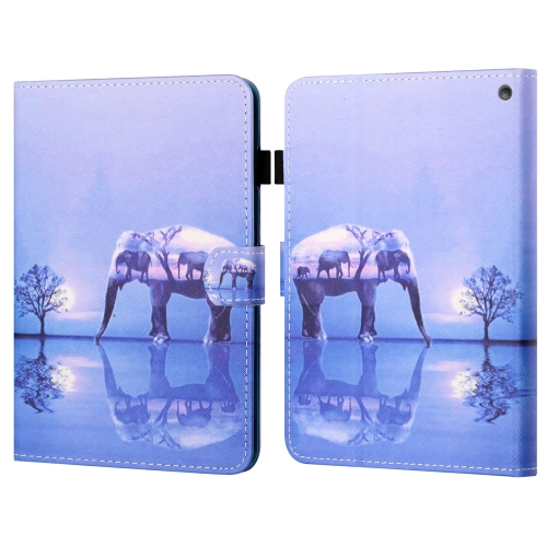 

For Amazon Kindle Fire HD10 2023/2021 Coloured Drawing Stitching Smart Leather Tablet Case(Tree and Elephant)