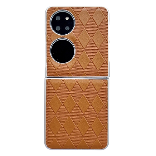 

For Huawei Pocket 2 Pearlescent Paint Diamond Shaped Checkered Leather Phone Case(Brown)